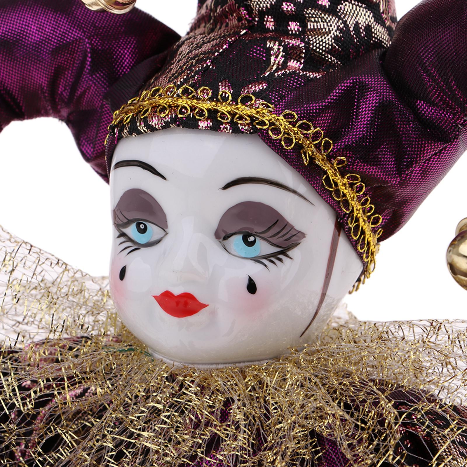 Vintage Collectible Porcelain Dolls - Italienische Porzellanpuppen im Clown-Stil, 30 cm,