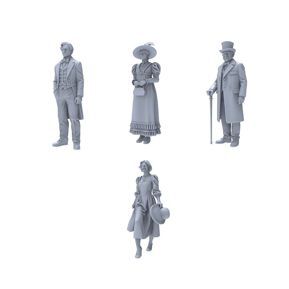 Vintage Collectible Figures - 1/64 1/72 Viktorianische Europäische Alltagsszene Harz-Miniaturmodell