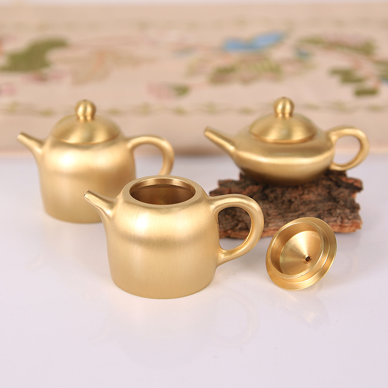 Vintage Collectible Furniture - Messing-Mini-Teekanne, chinesischer Stil, Schreibtischdekoration, kreatives Miniaturmodell