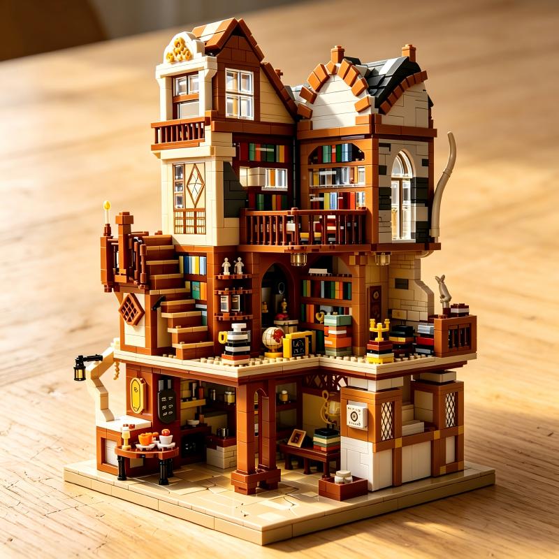 Vintage And Collectible Books - Vintage-Buchhaus-Modell aus Ziegeln, mehrschichtiges detailliertes Layout,
