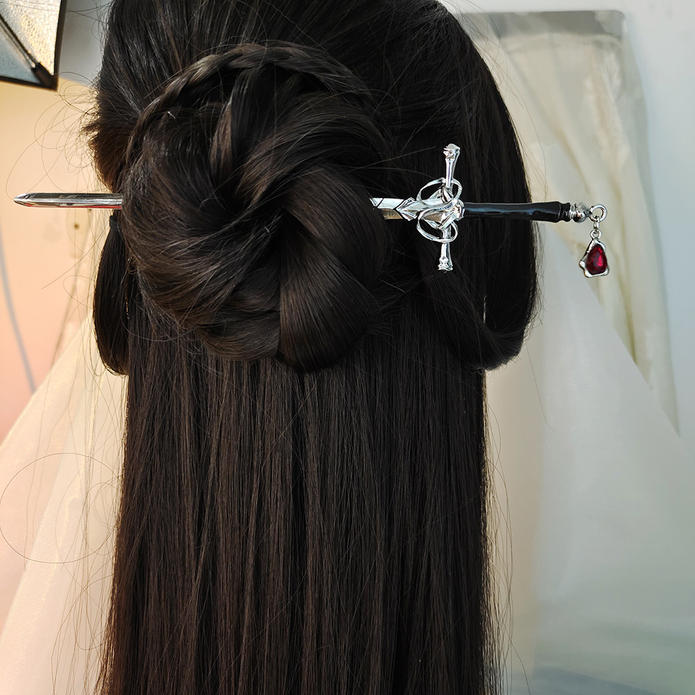 Vintage Collectible Item - Chinesischer Schwertförmiger Haarstab Vintage Metall-Haarnadel Elegantes