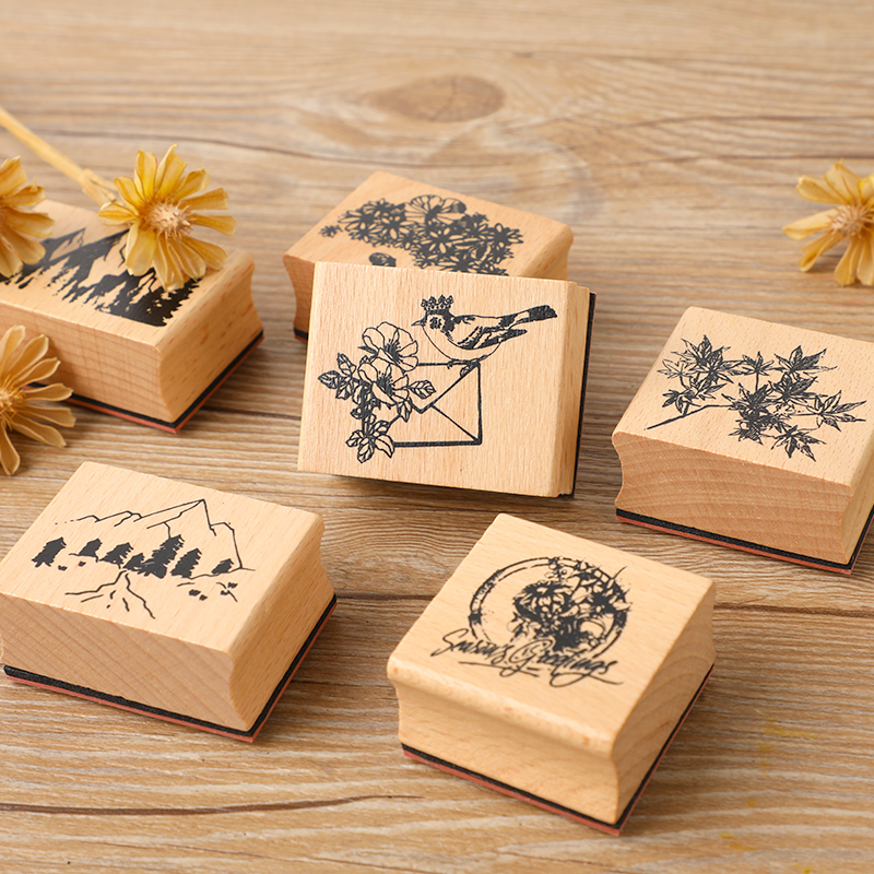 Vintage Collectible Magazines - Journal GO Vintage Holzstempel mit Blumenmuster