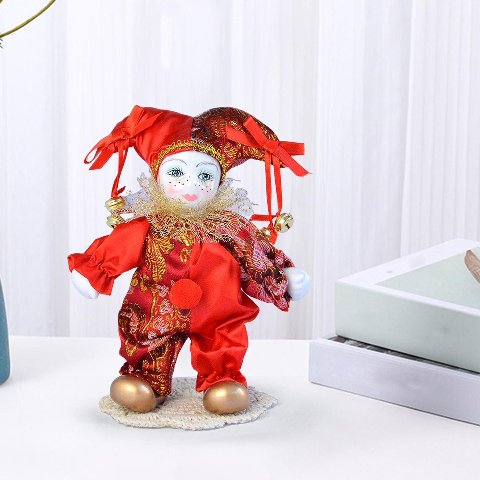 Vintage Collectible Porcelain Dolls - 7-Zoll-Clownpuppen, antike Puppe, handgefertigte Vintage-Porzellan-Harlekinpuppe für